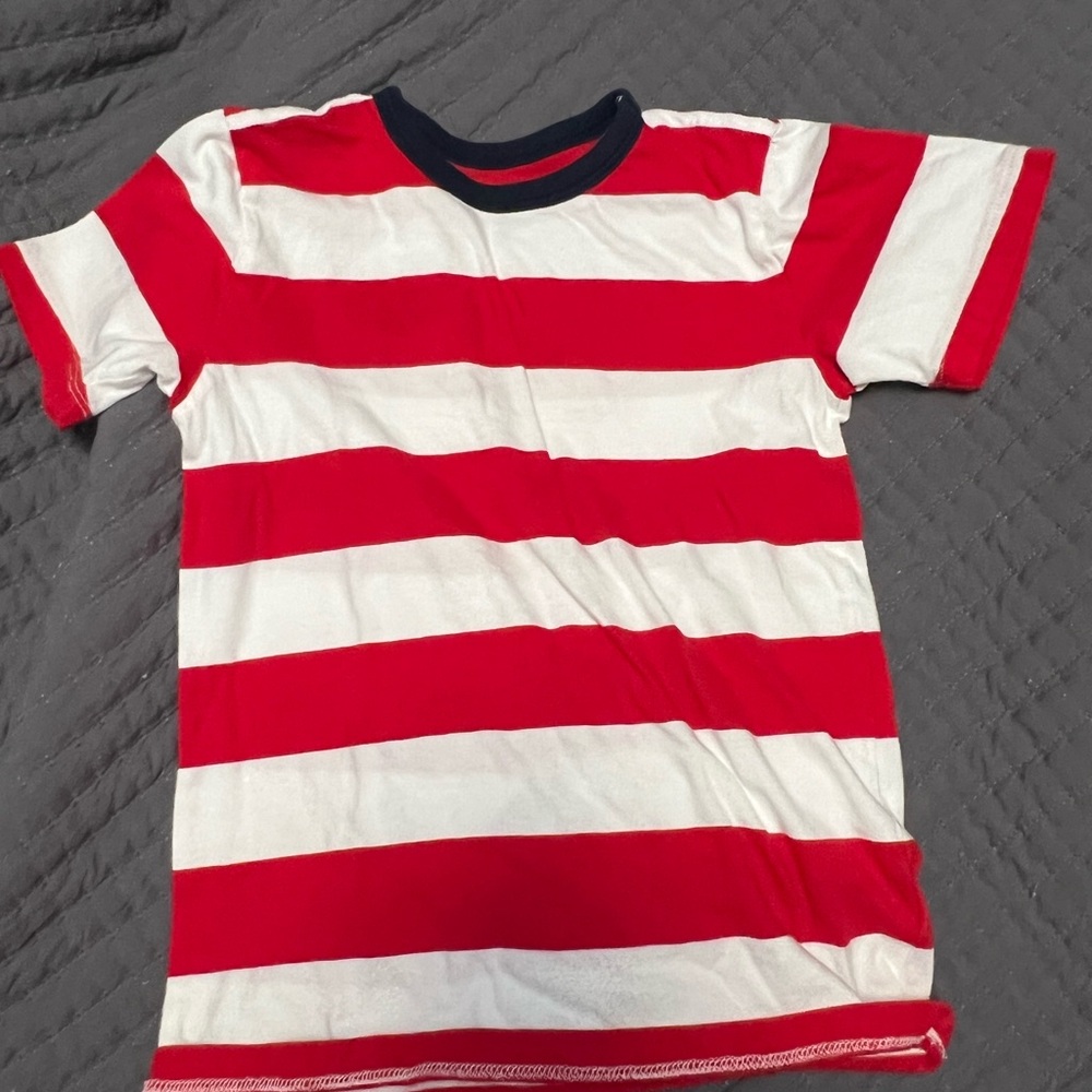 Red and White Striped Kids T-Shirt